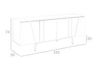 Credenza 191x50x74 cm in legno di noce e acciaio nero