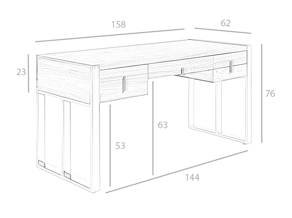 Scrivania da ufficio 158x62x76cm in legno di noce e acciaio cromato