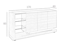 Credenza 170x40x83 cm in legno di noce e vetro colorato nero