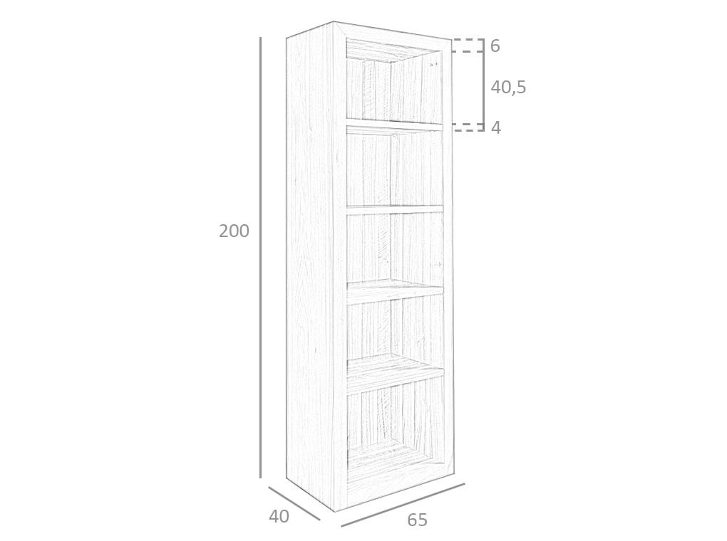 Libreria scaffale 65x40x200 cm in legno di noce