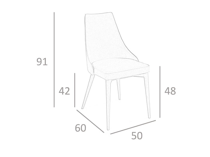 Sedia rivestita in tessuto con gambe in noce