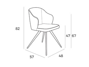 Sedia rivestita in tessuto con gambe in acciaio bianco