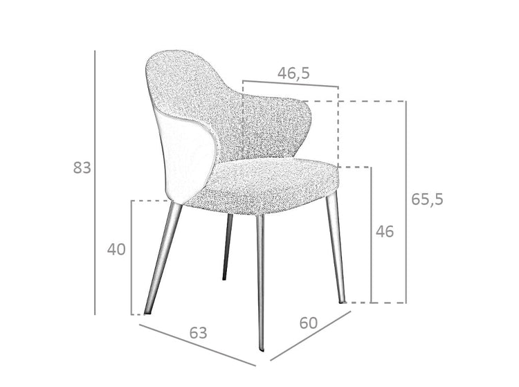 Sedia da pranzo in tessuto ed ecopelle con gambe in acciaio marrone