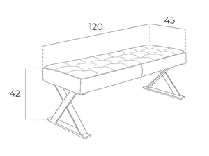 Panca imbottita 120x45x42 cm in similpelle e acciaio cromato