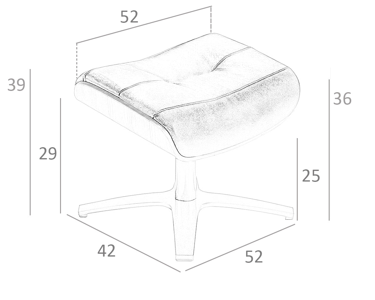 Pouf girevole in pelle sabbia e legno di noce