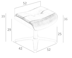 Pouf girevole in pelle sabbia e legno di noce