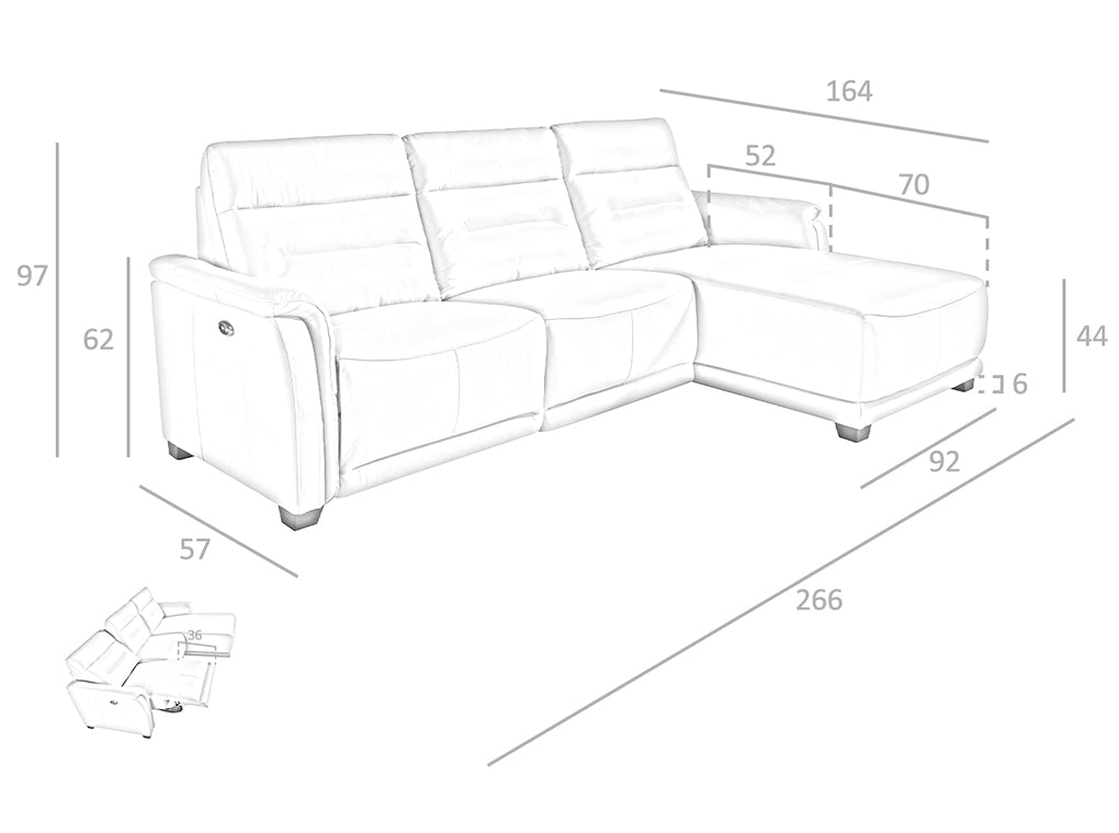 Divano chaise longue in pelle e relax