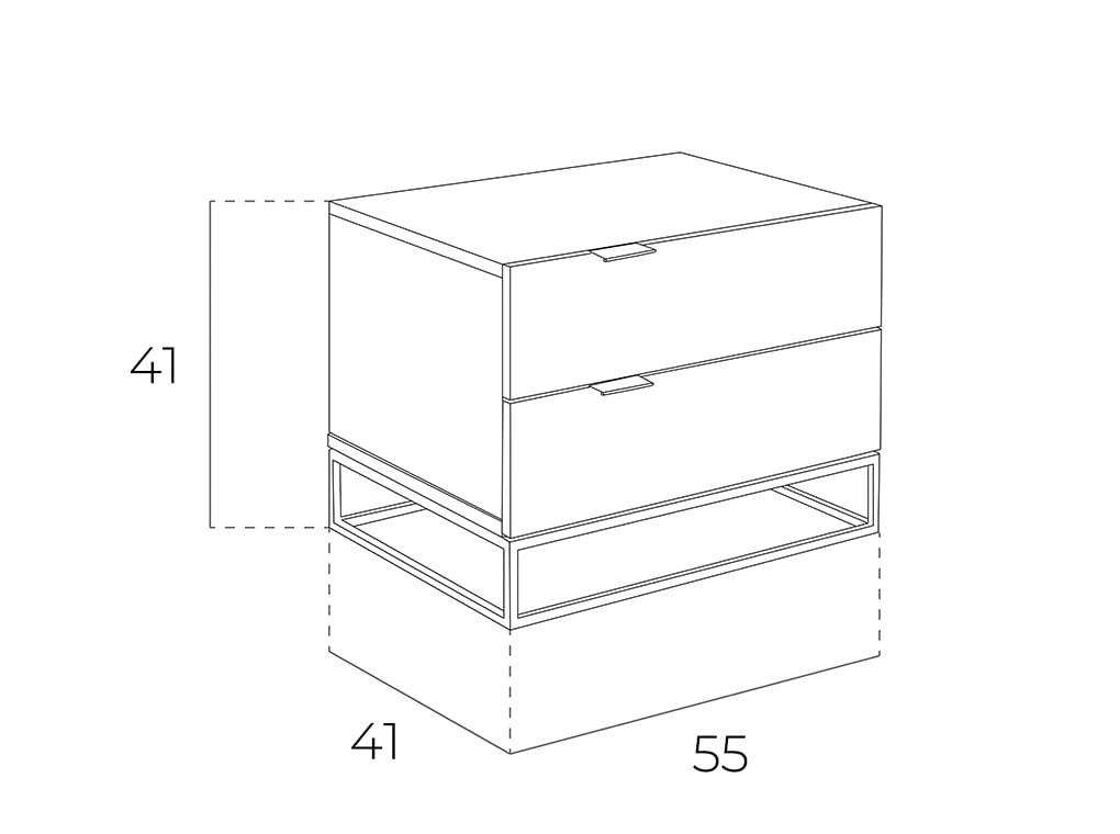 Comodino in legno grigio perla e acciaio nero