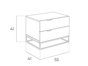 Comodino in legno grigio perla e acciaio nero