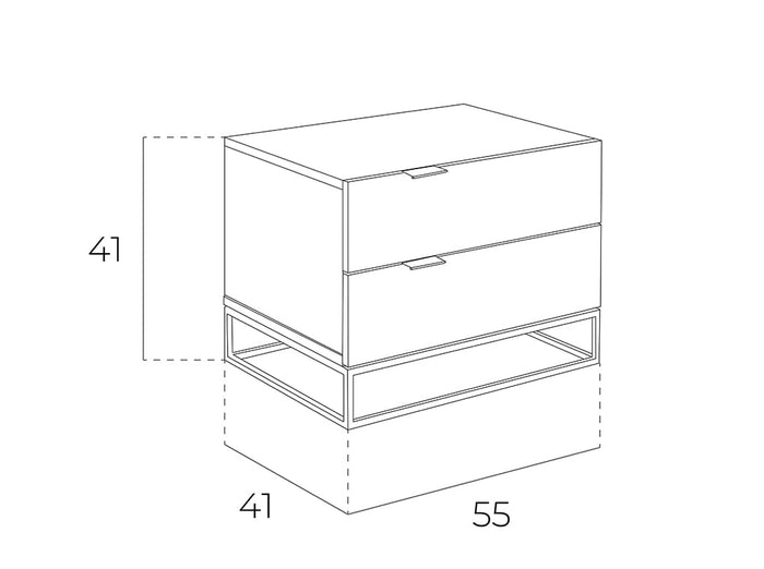 Comodino in legno grigio perla e acciaio nero