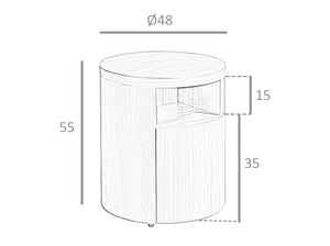 Comodino rotondo bianco in legno