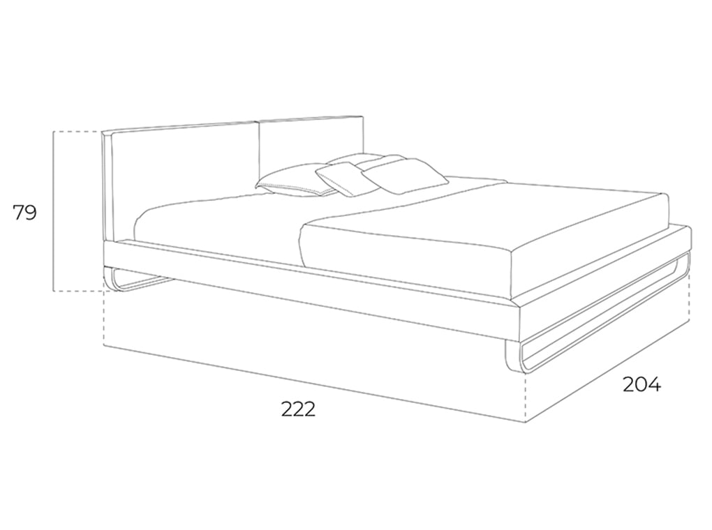 Letto rivestito in similpelle con gambe in acciaio lucido