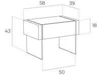 Comodino 58x39x43 cm in legno di noce e vetro temperato