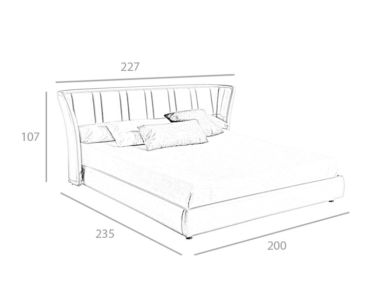 Letto matrimoniale 227x235x107 cm rivestito in similpelle con struttura in acciaio nero