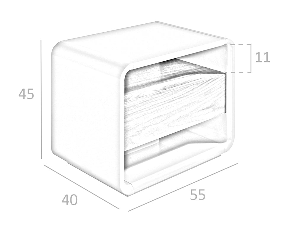 Comodino in legno di noce e MDF laccato