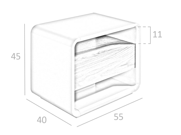 Comodino in legno di noce e MDF laccato