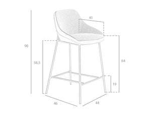 Sgabello in tessuto ed ecopelle con gambe in acciaio