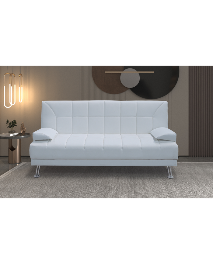 Divano letto tre posti, reclinabile, ecopelle bianco Sicorage 187cm Truker