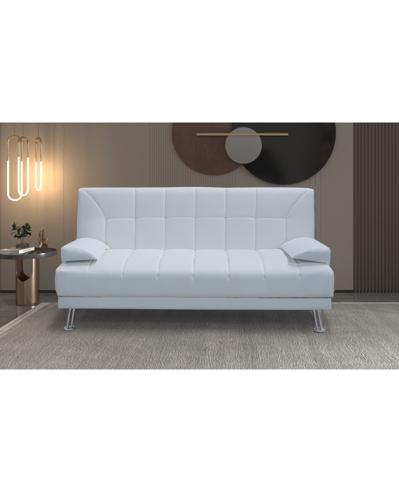 Divano letto tre posti, reclinabile, ecopelle bianco Sicorage 187cm Truker