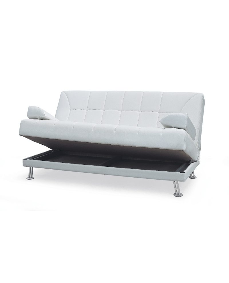 Divano letto tre posti, reclinabile, ecopelle bianco Sicorage 187cm Truker