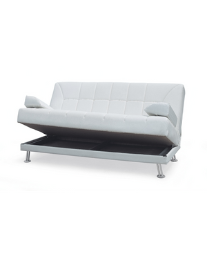 Divano letto tre posti, reclinabile, ecopelle bianco Sicorage 187cm Truker