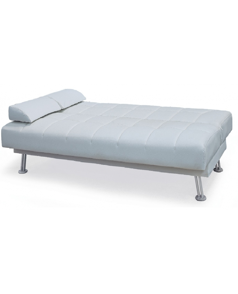 Divano letto tre posti, reclinabile, ecopelle bianco Sicorage 187cm Truker