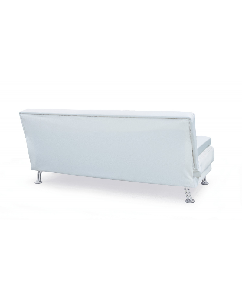 Divano letto tre posti, reclinabile, ecopelle bianco Sicorage 187cm Truker