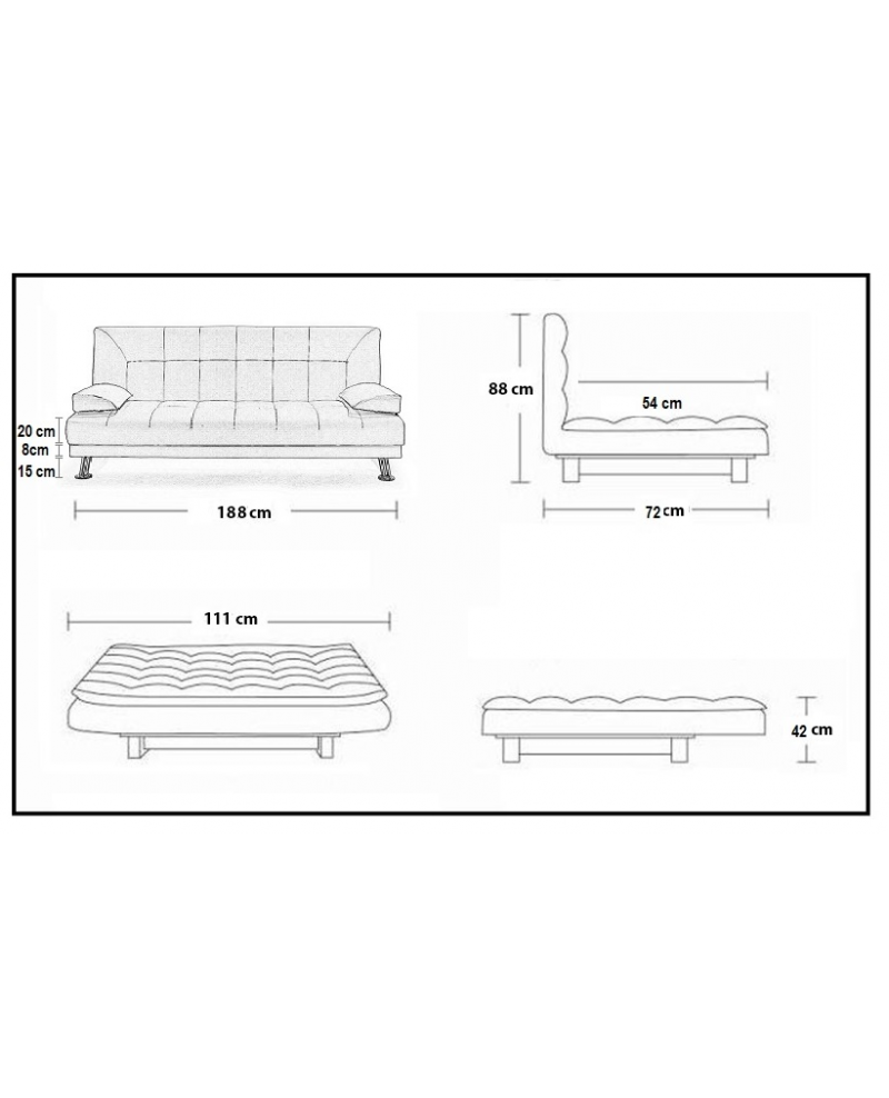 Divano letto tre posti, reclinabile, ecopelle bianco Sicorage 187cm Truker