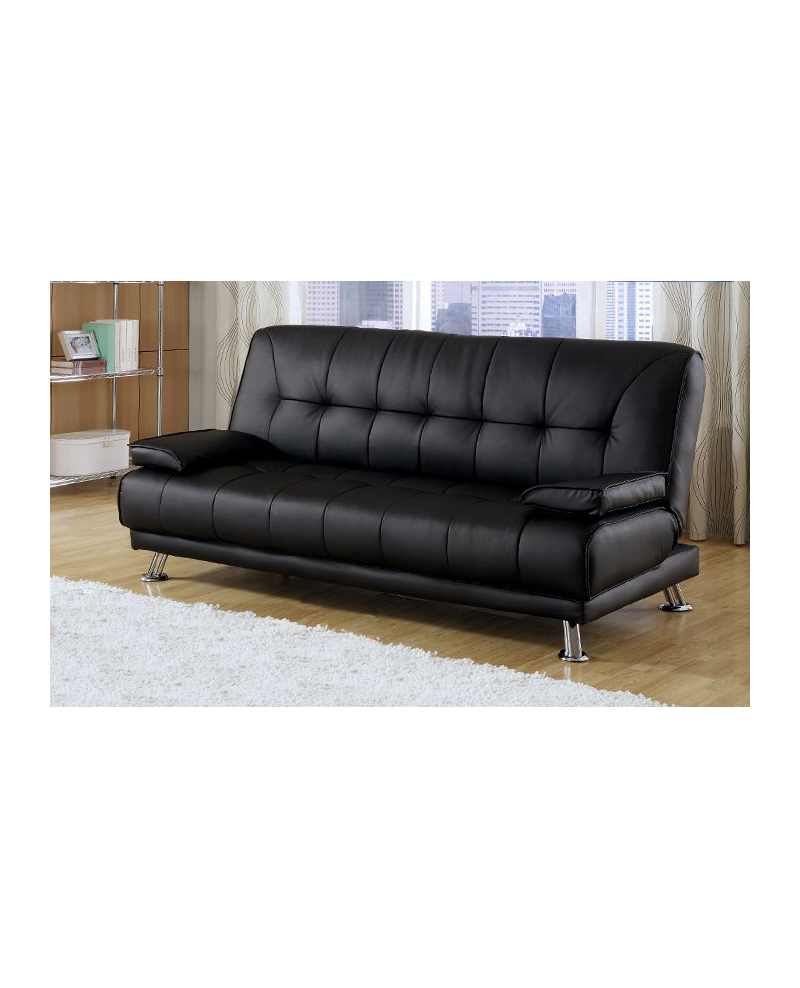 Divano letto tre posti, reclinabile, ecopelle nero Sicorage 187cm Truker