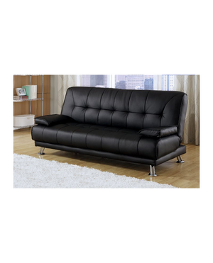 Divano letto tre posti, reclinabile, ecopelle nero Sicorage 187cm Truker