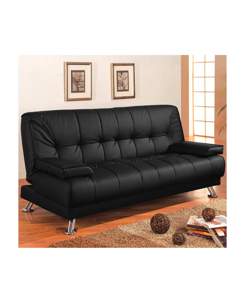 Divano letto tre posti, reclinabile, ecopelle nero Sicorage 187cm Truker