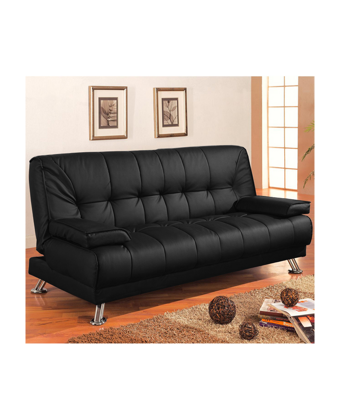 Divano letto tre posti, reclinabile, ecopelle nero Sicorage 187cm Truker