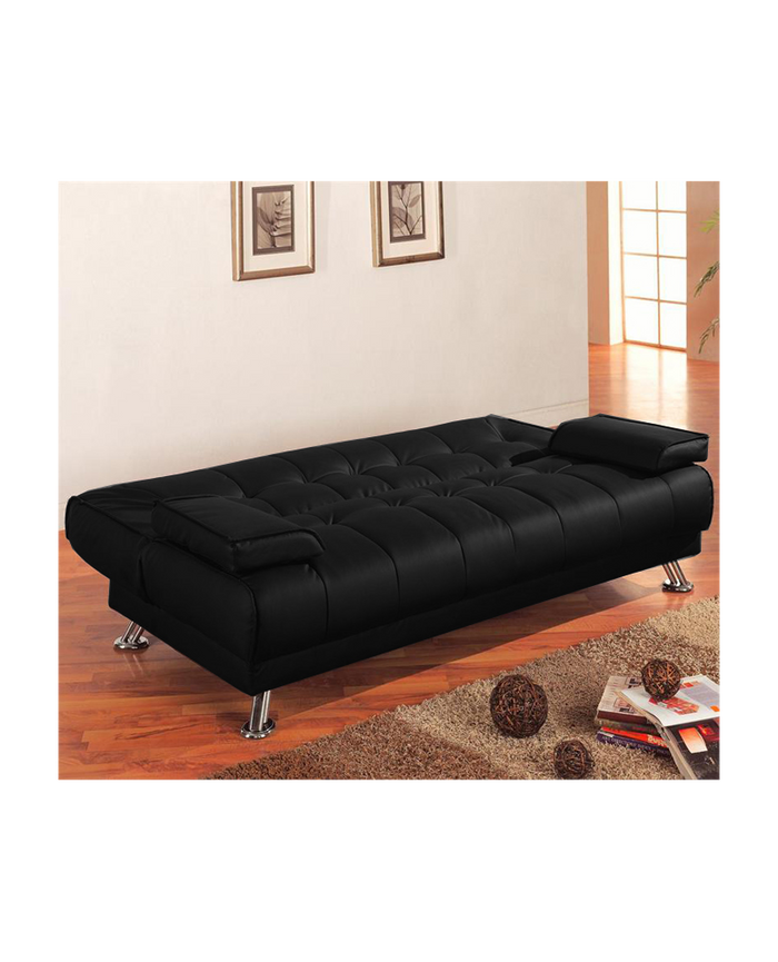 Divano letto tre posti, reclinabile, ecopelle nero Sicorage 187cm Truker