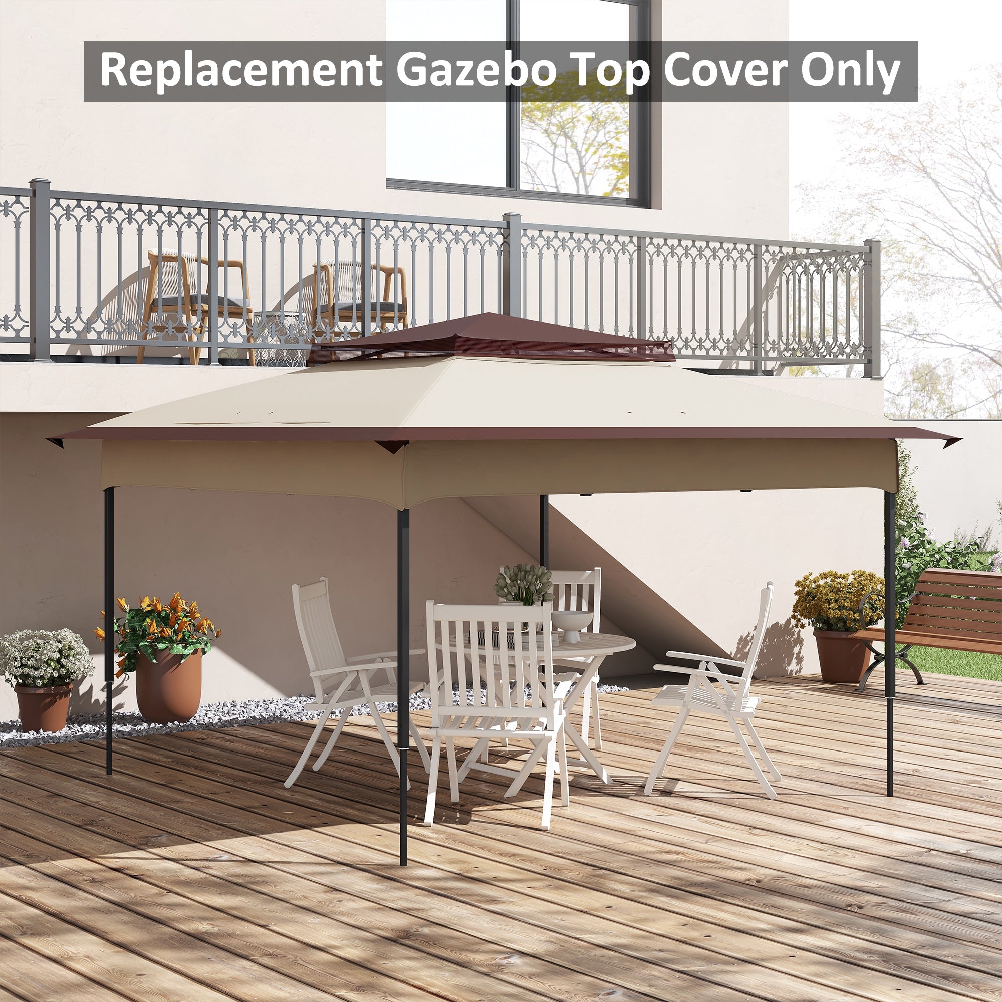 Tetto per Gazebo Pop Up da 3.25x3.25 m a 2 Livelli con Protezione UV 30+   Beige