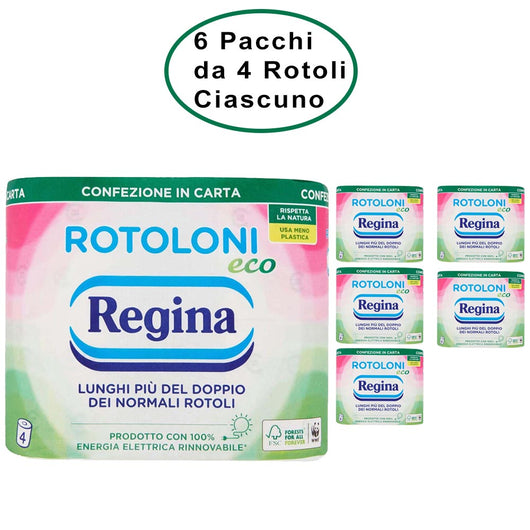 Rotoloni regina carta igienica 6 confezioni da 4 maxi rotoli eco ciascuno