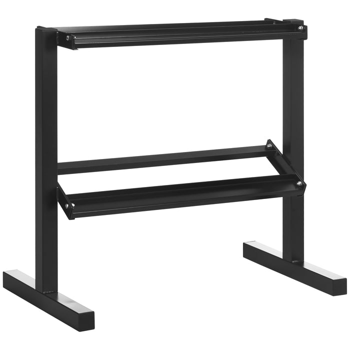 Porta Pesi 2 Ripiani per Palestra 92,5x50,5x80,5 cm in Acciaio Nero