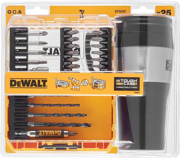 Dt70707-qz dewalt set per avvitare e forare 25 pezzi con tazza e bicchiere