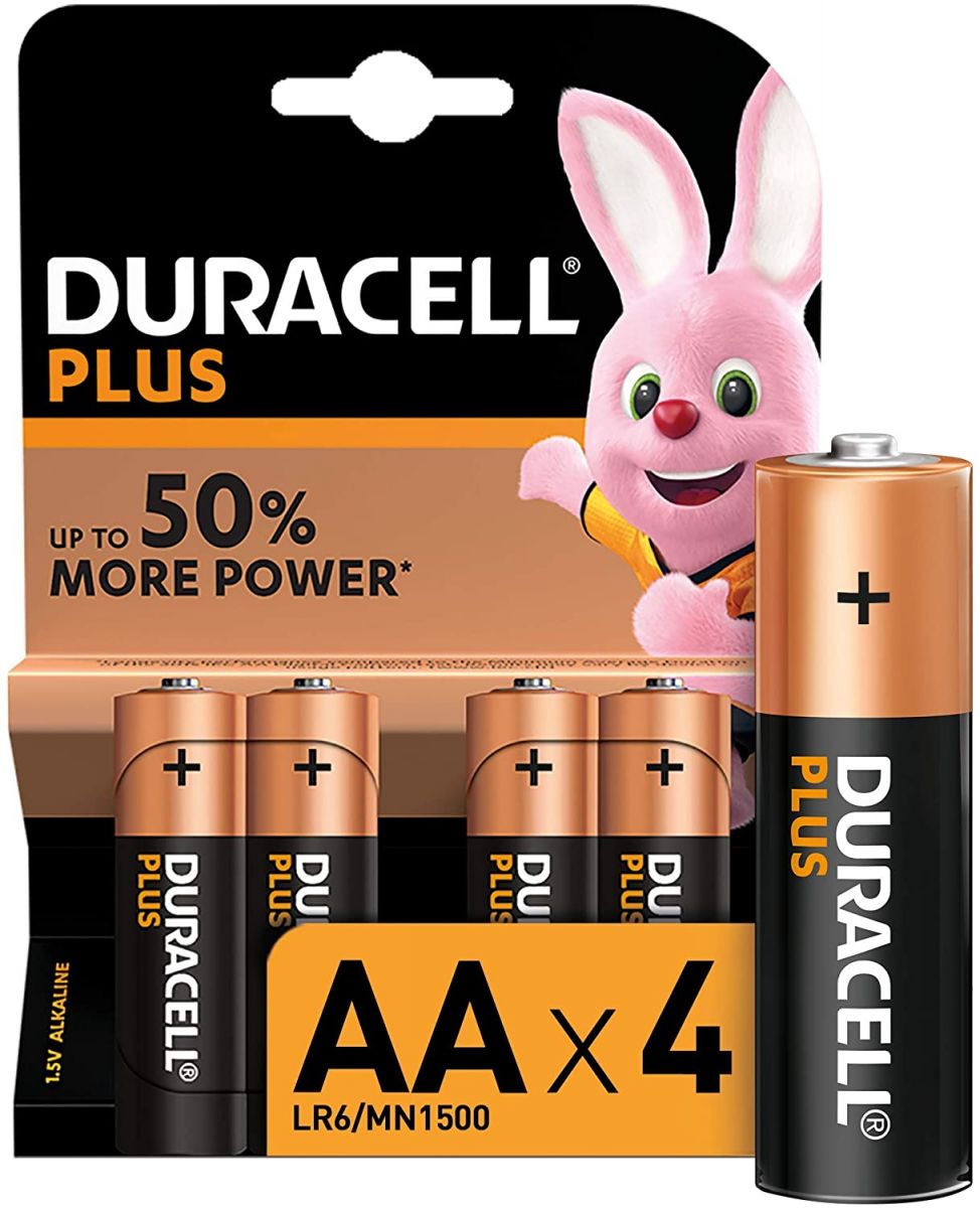 Duracell LR06 MX1500 Plus AA - Batterie Stilo Alcaline, Confezione da 4 Pacco del Produttore 1.5V