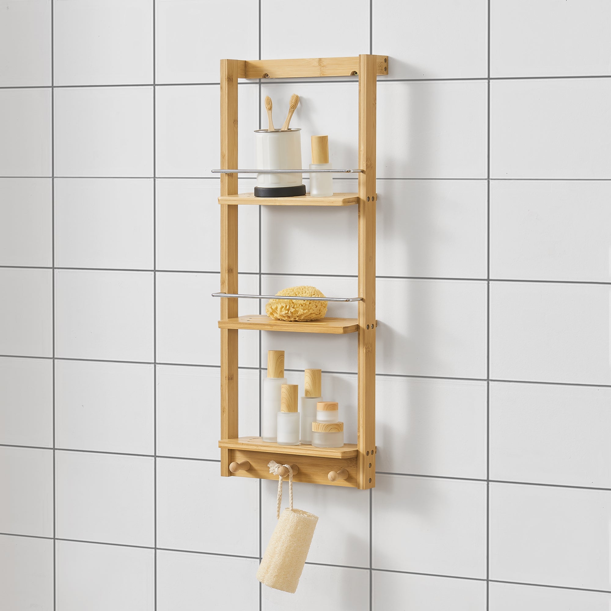 Scaffale Pensile da Bagno Lidingà¶ - in Bambù [en.casa]