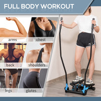 Stepper Fitness con Manubrio e Monitor LCD per Allenamento a Casa e Palestra   Blu