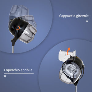 Casco Asciugacapelli 1180W ad Altezza Regolabile 65x65x115-165 cm con Timer 60 Minuti e Ruote Girevoli Nero