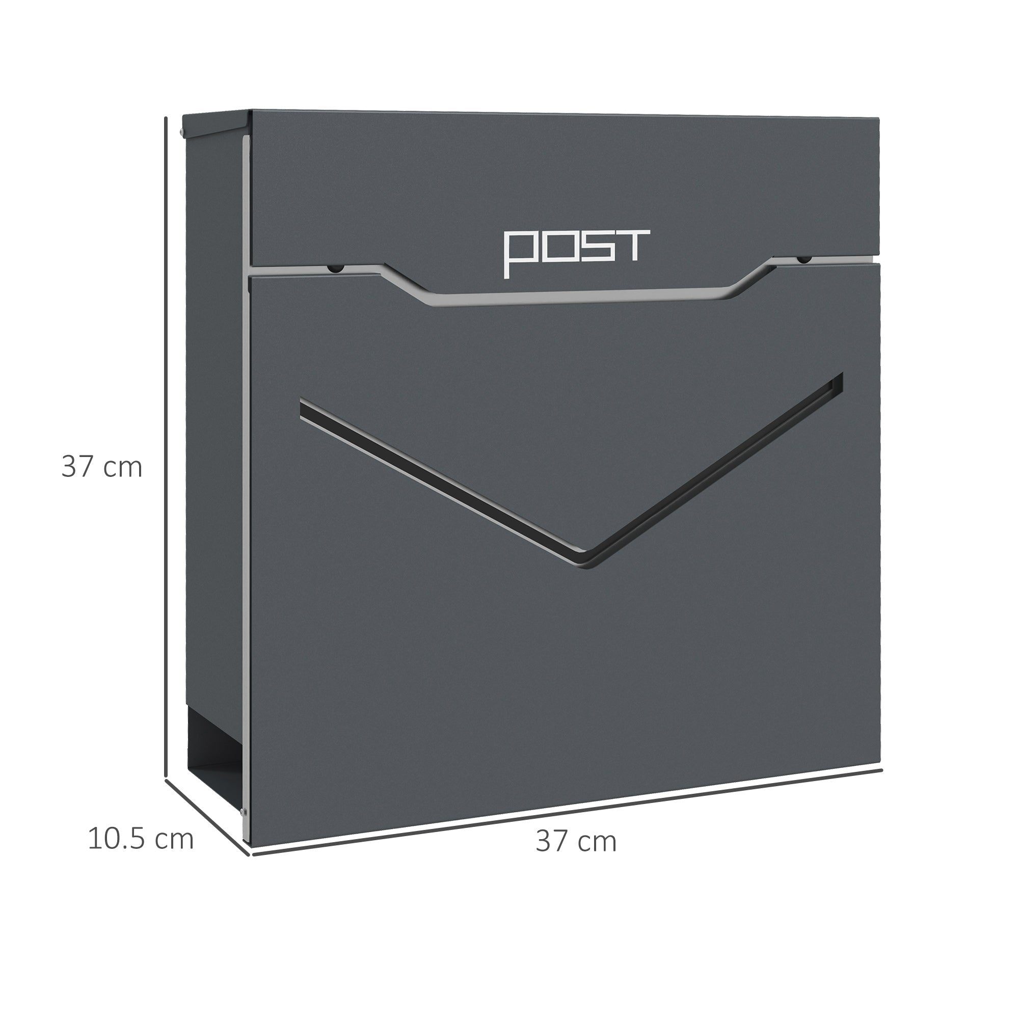 Cassetta Postale con Fessura a V 37x10,5x37 cm in Acciaio Grigia