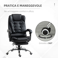 Sedia Poltrona da Ufficio Presidenziale 64,5x69x117-127 cm in Similpelle Nero