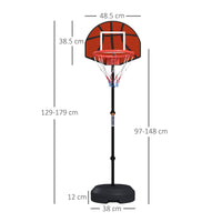 Canestro Basket con Bersaglio Freccette 2 in 1 38,5x48,5x179 cm in Acciaio e PE Nero e Marrone