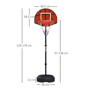 Canestro Basket con Bersaglio Freccette 2 in 1 38,5x48,5x179 cm in Acciaio e PE Nero e Marrone