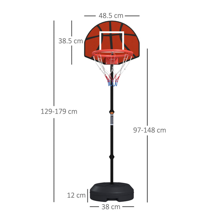 Canestro Basket con Bersaglio Freccette 2 in 1 38,5x48,5x179 cm in Acciaio e PE Nero e Marrone