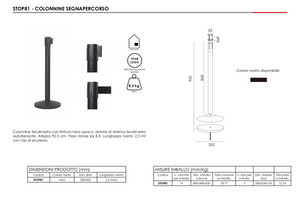 Coppia di Colonnine Tendinastro nere nastro nero 2.5 m