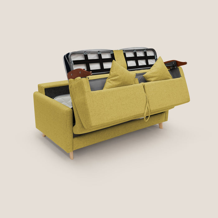 Divano Letto 3 Posti 200x94x97 cm in Tessuto Giallo