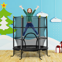 Trampolino Tappeto Elastico per Bambini 3-10 Anni con Rete e Pali Imbottiti in Acciaio Ø163x163 cm in PP e Schiuma Nero