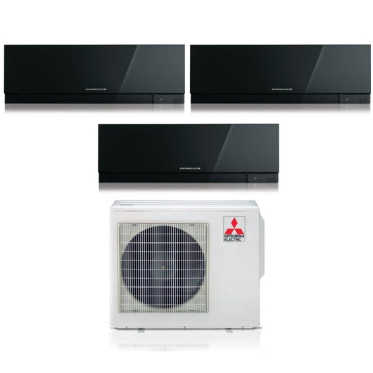 Climatizzatore Condizionatore Mitsubishi Electric Trial Split Inverter serie KIRIGAMINE ZEN BLACK MSZ-EF 12+12+18 con MXZ-3F68VF R-32 Wi-Fi Integrato Colore Nero 12000+12000+18000